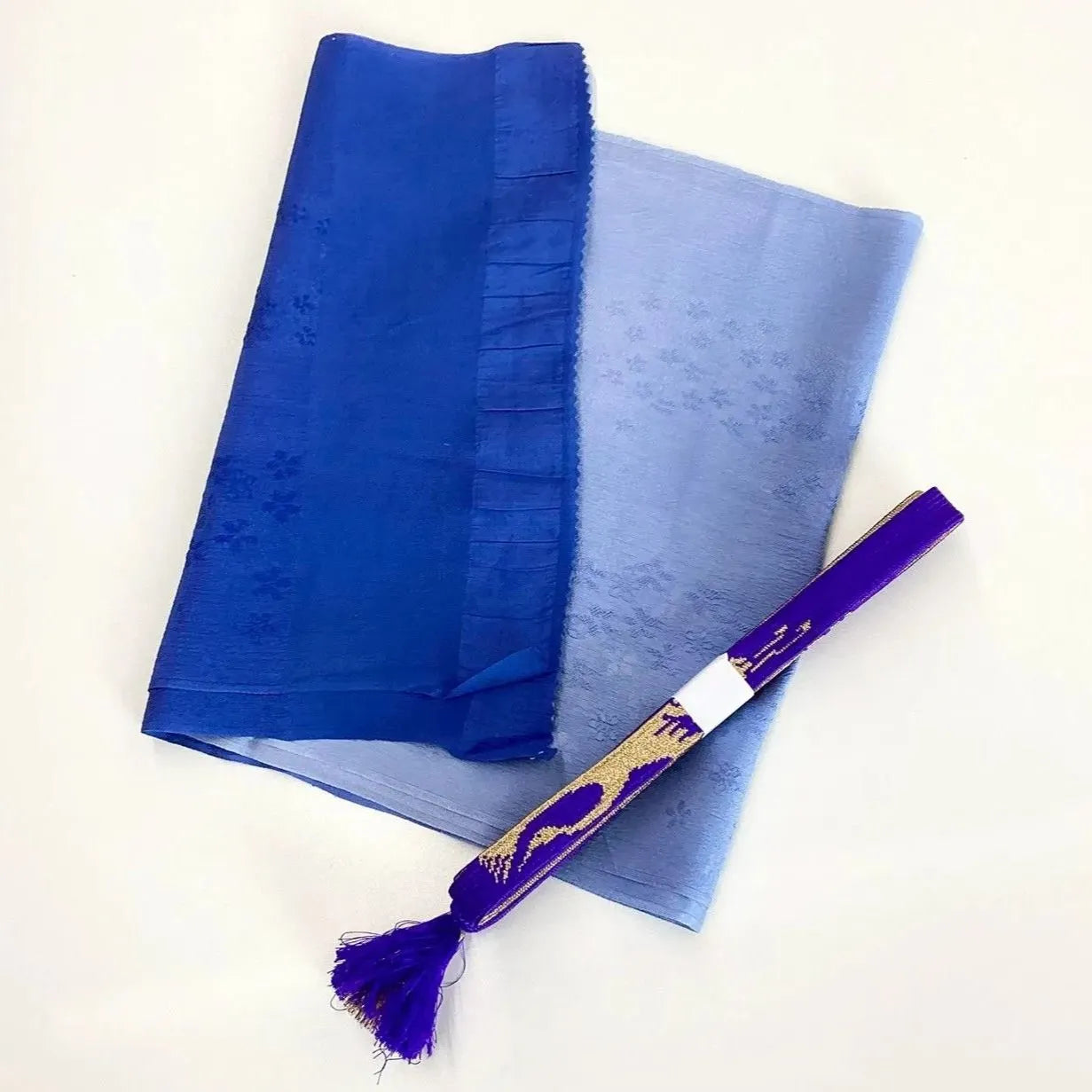 7616# Japanese Kimono Accessory Vintage Obiage and Obijime 2-piece Set Silk