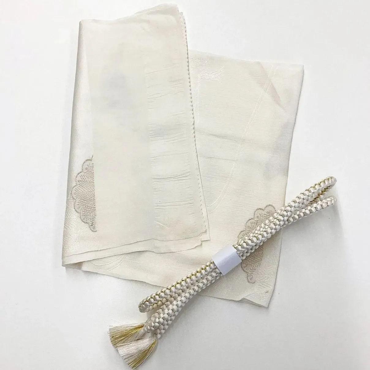 7621# Japanese Kimono Accessory Vintage Obiage and Obijime 2-piece Set Silk