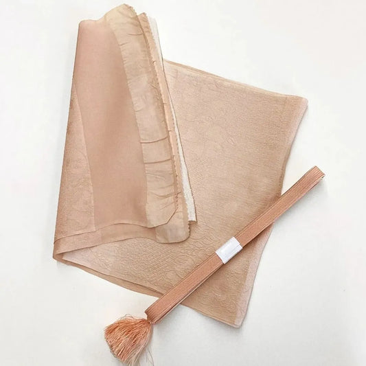 7632# Japanese Kimono Accessory Vintage Obiage and Obijime 2-piece Set Silk