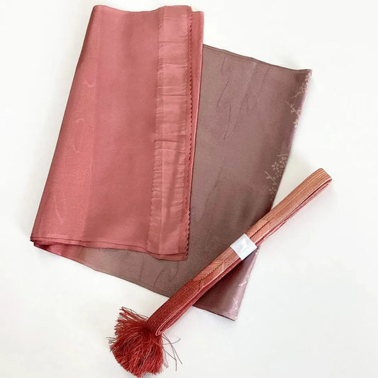 7640# Japanese Kimono Accessory Vintage Obiage and Obijime 2-piece Set Silk