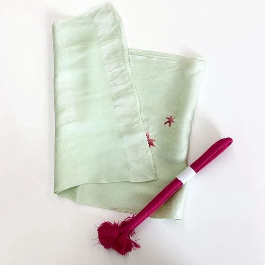 7642# Japanese Kimono Accessory Vintage Obiage and Obijime 2-piece Set Silk