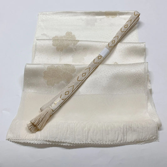 7648# Japanese Kimono Accessory Vintage Obiage and Obijime 2-piece Set Silk