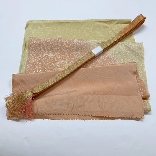 7657# Japanese Kimono Accessory Vintage Obiage and Obijime 2-piece Set Silk