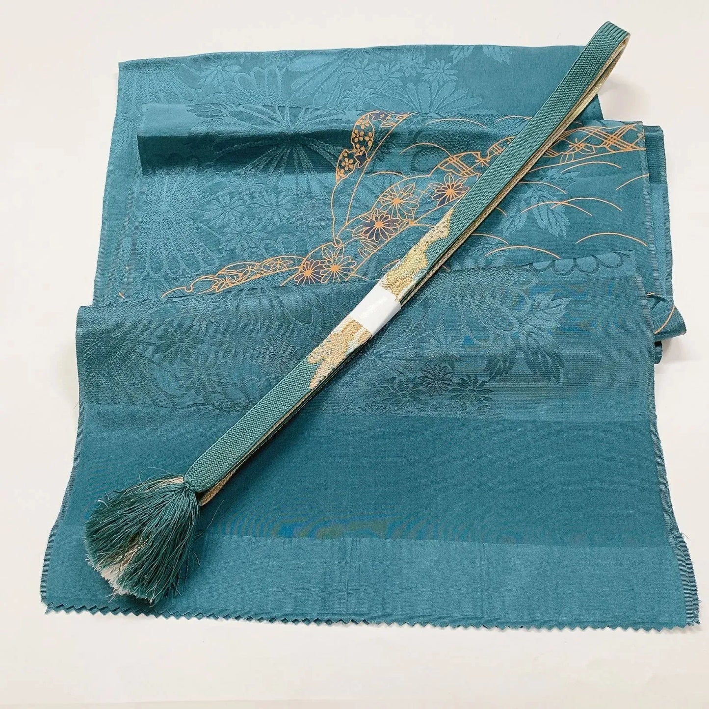 7647# Japanese Kimono Accessory Vintage Obiage and Obijime 2-piece Set Silk