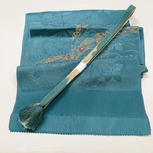 7647# Japanese Kimono Accessory Vintage Obiage and Obijime 2-piece Set Silk