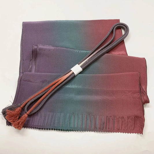 7649# Japanese Kimono Accessory Vintage Obiage and Obijime 2-piece Set Silk
