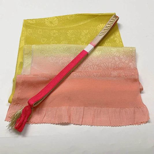 7654# Japanese Kimono Accessory Vintage Obiage and Obijime 2-piece Set Silk