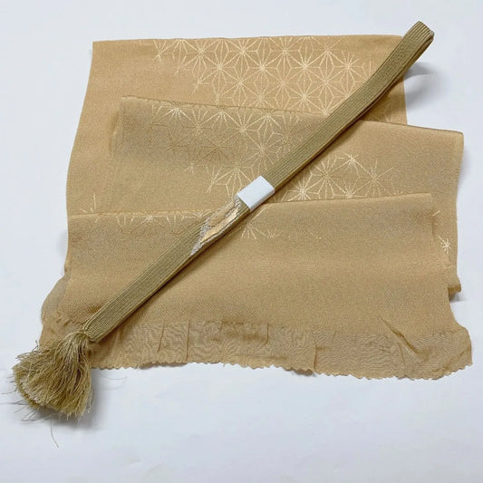 7661# Japanese Kimono Accessory Vintage Obiage and Obijime 2-piece Set Silk