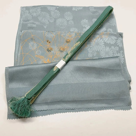 7664# Japanese Kimono Accessory Vintage Obiage and Obijime 2-piece Set Silk