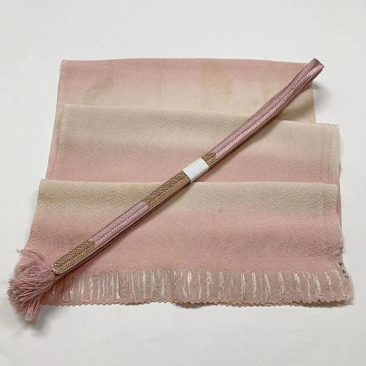 7665# Japanese Kimono Accessory Vintage Obiage and Obijime 2-piece Set Silk