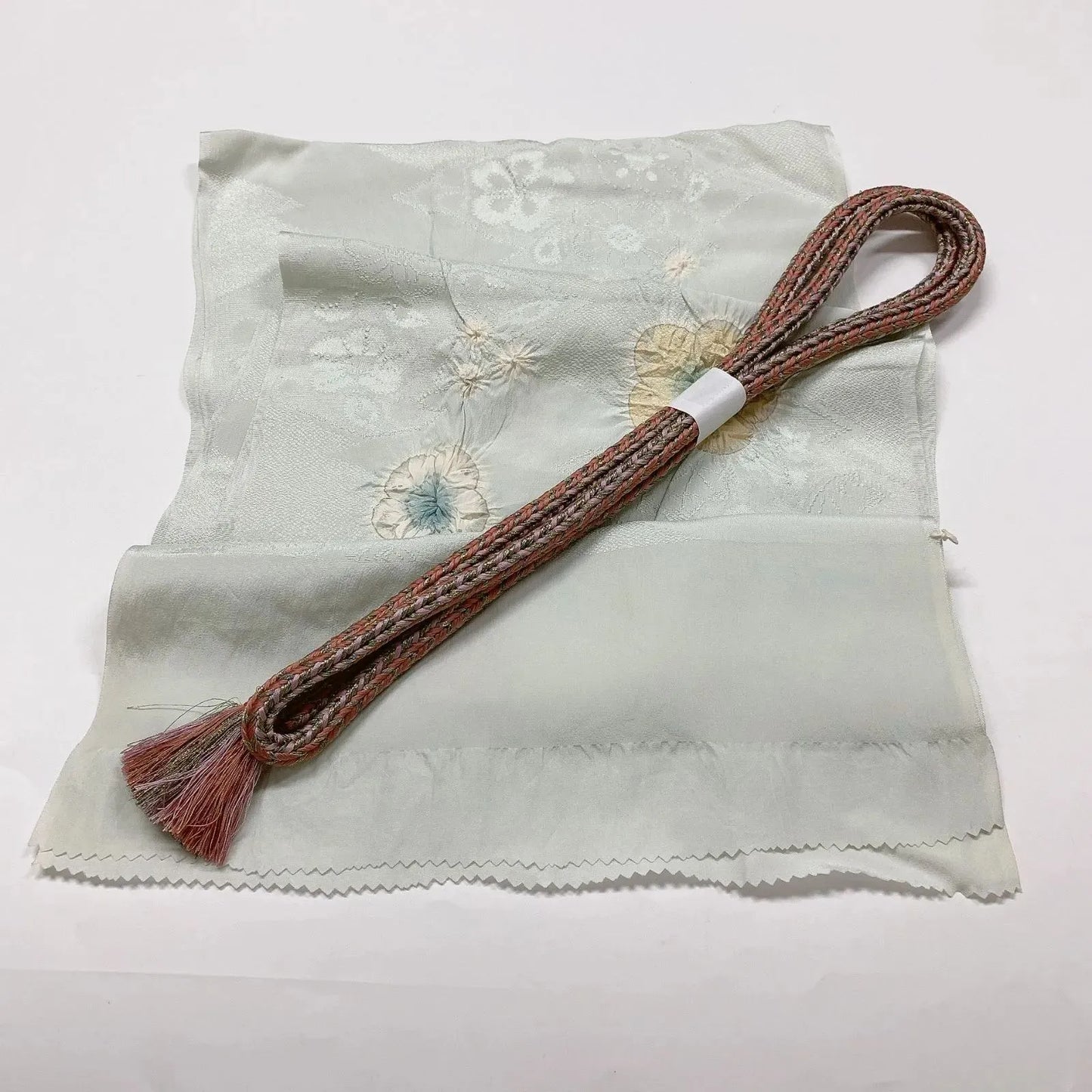 7666# Japanese Kimono Accessory Vintage Obiage and Obijime 2-piece Set Silk