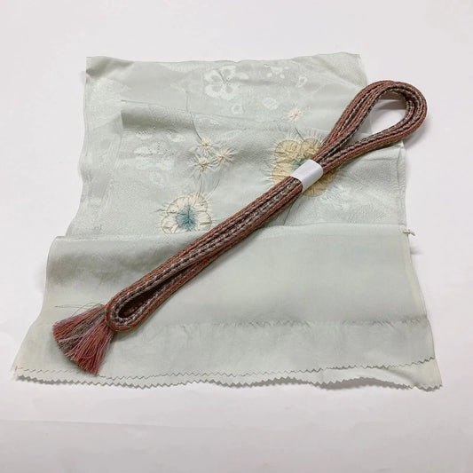 7666# Japanese Kimono Accessory Vintage Obiage and Obijime 2-piece Set Silk