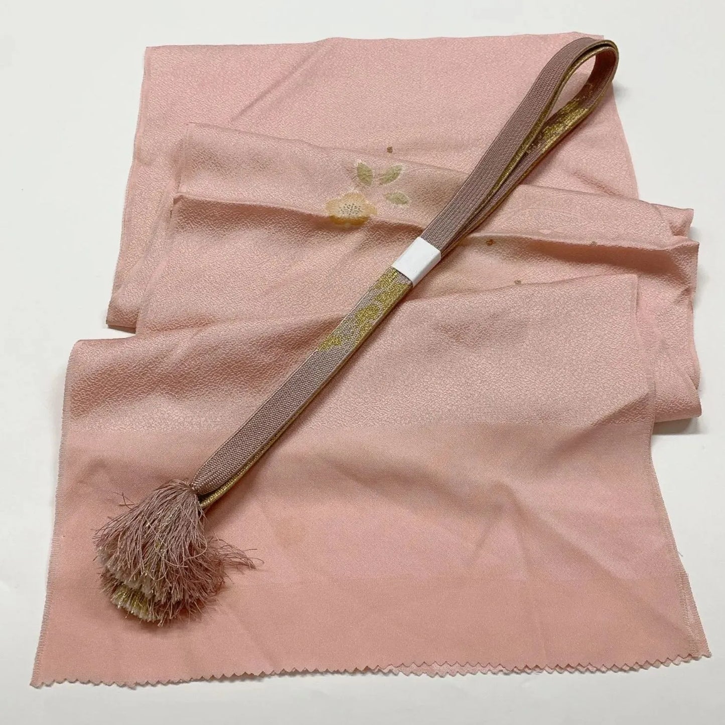 7668# Japanese Kimono Accessory Vintage Obiage and Obijime 2-piece Set Silk