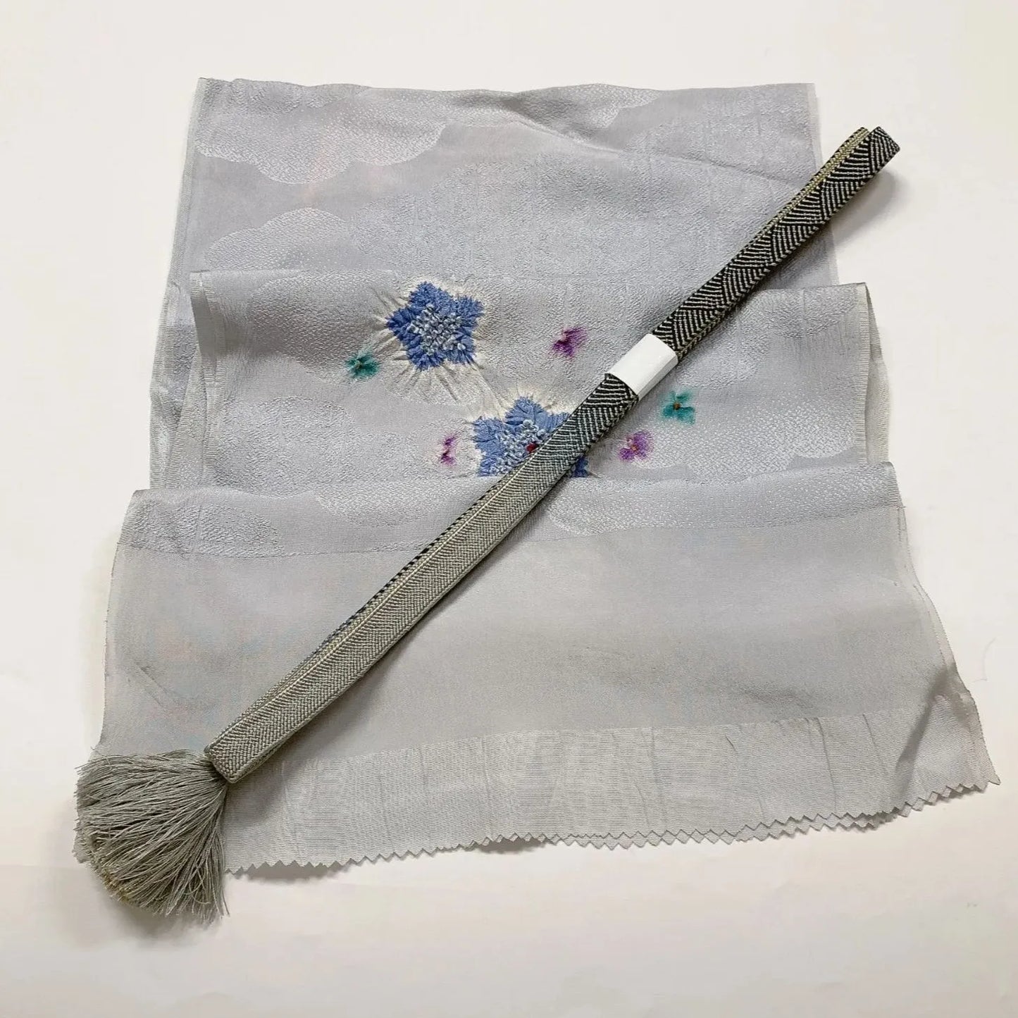 7669# Japanese Kimono Accessory Vintage Obiage and Obijime 2-piece Set Silk