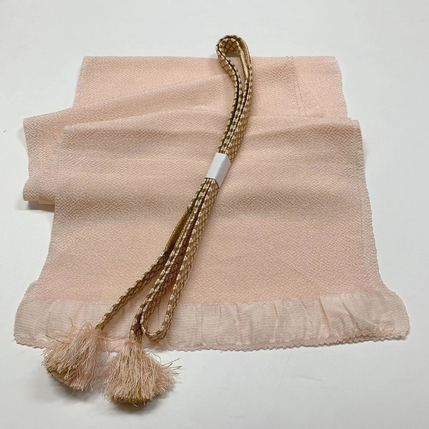 7676# Japanese Kimono Accessory Vintage Obiage and Obijime 2-piece Set Silk