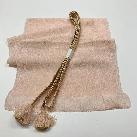 7676# Japanese Kimono Accessory Vintage Obiage and Obijime 2-piece Set Silk