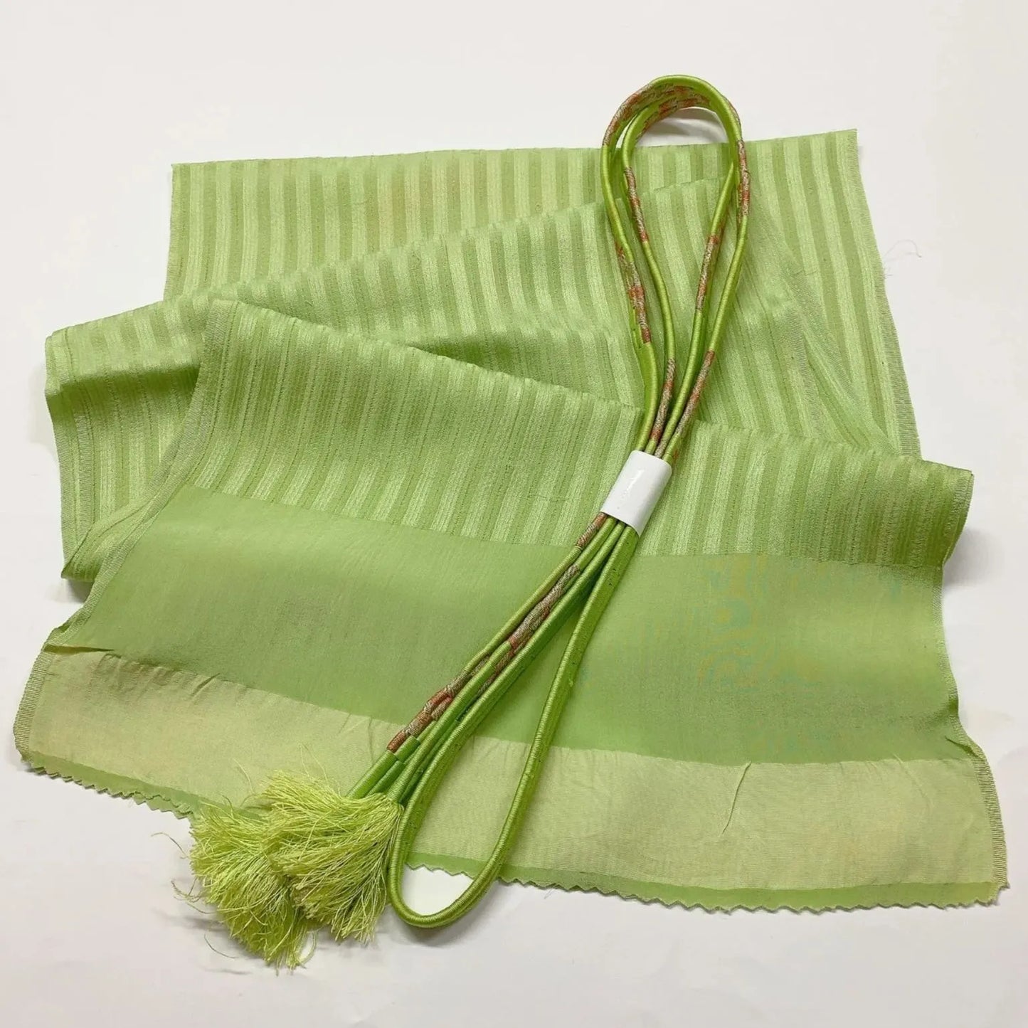7677# Japanese Kimono Accessory Vintage Obiage and Obijime 2-piece Set Silk