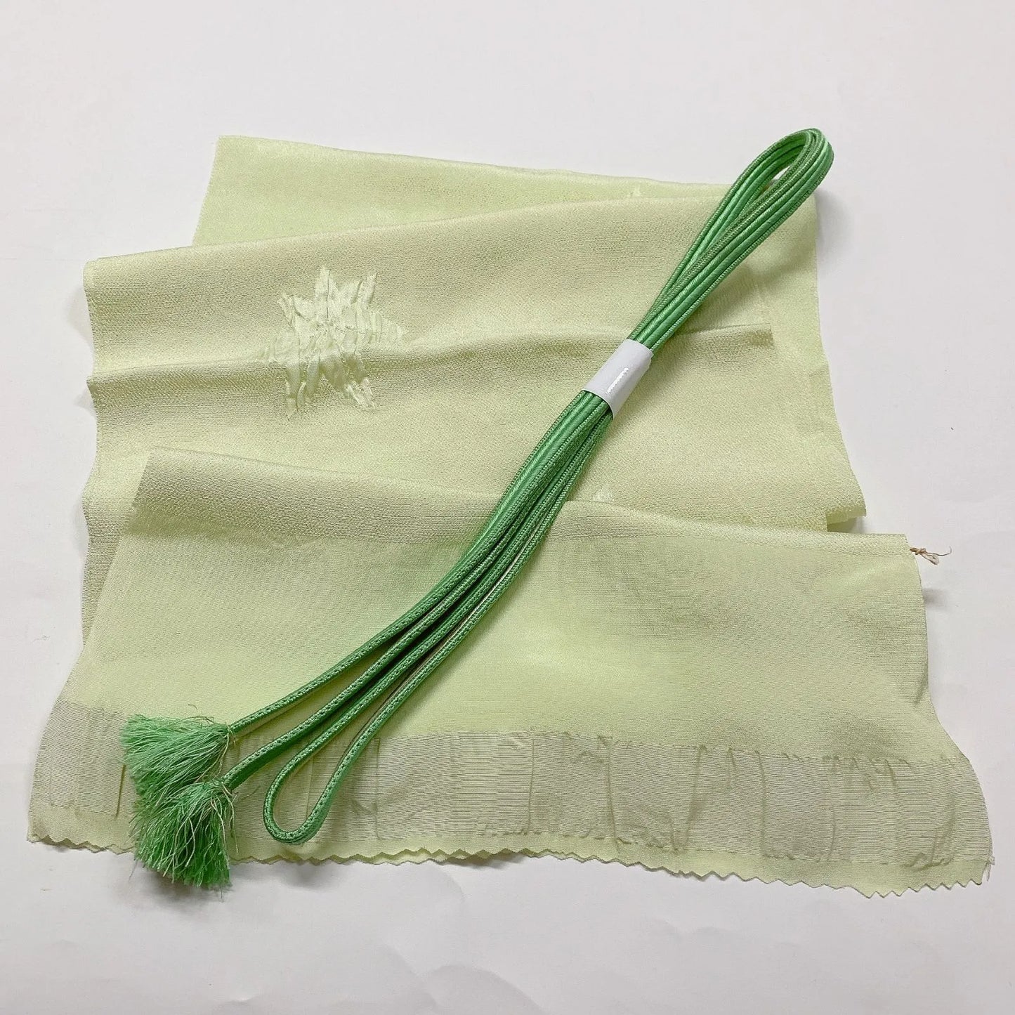 7699# Japanese Kimono Accessory Vintage Obiage and Obijime 2-piece Set Silk