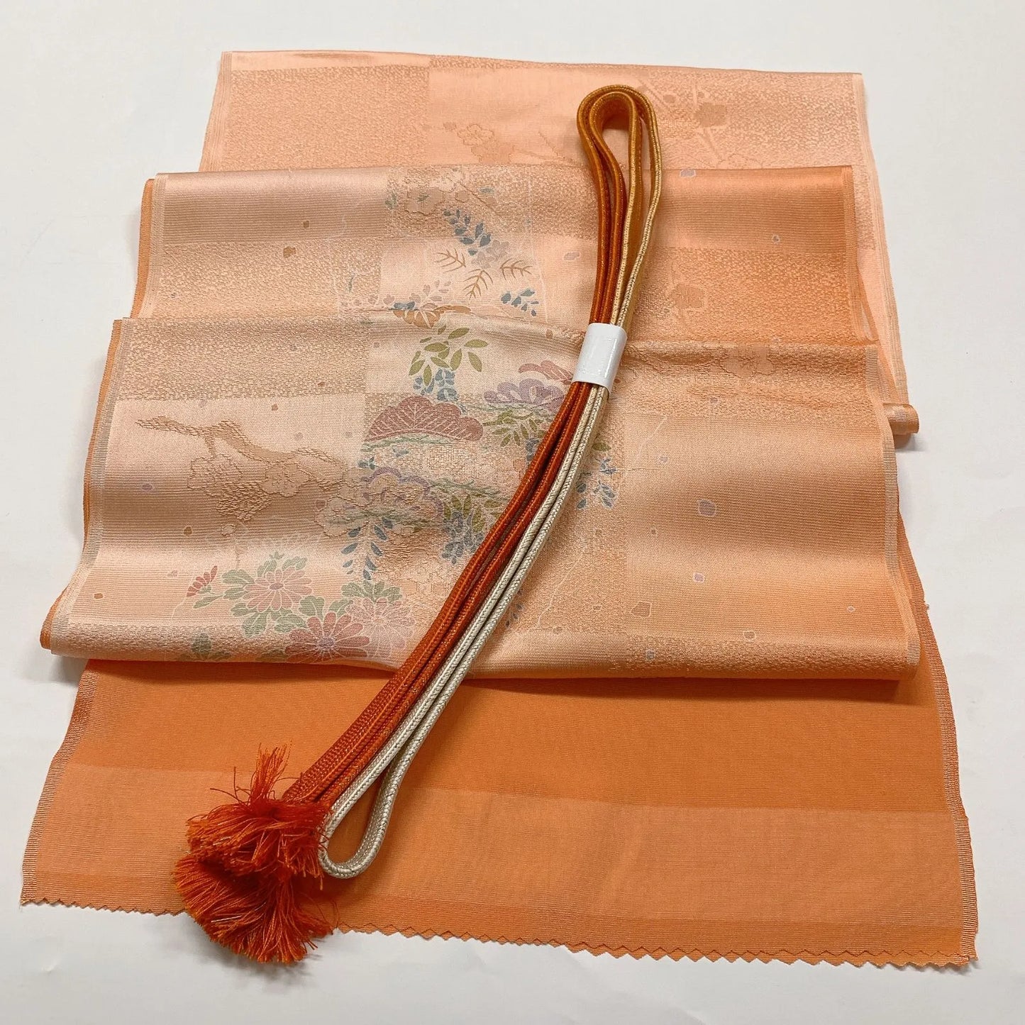7701# Japanese Kimono Accessory Vintage Obiage and Obijime 2-piece Set Silk