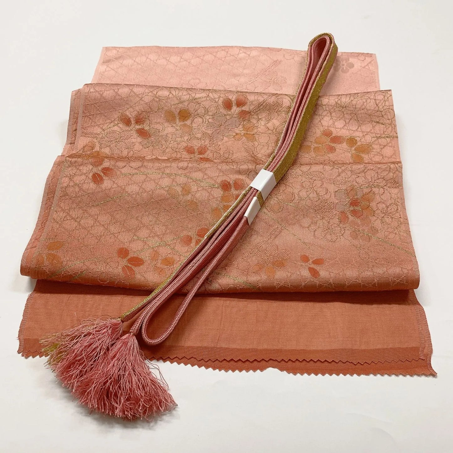 7712# Japanese Kimono Accessory Vintage Obiage and Obijime 2-piece Set Silk