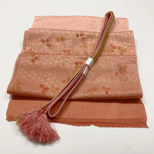 7712# Japanese Kimono Accessory Vintage Obiage and Obijime 2-piece Set Silk