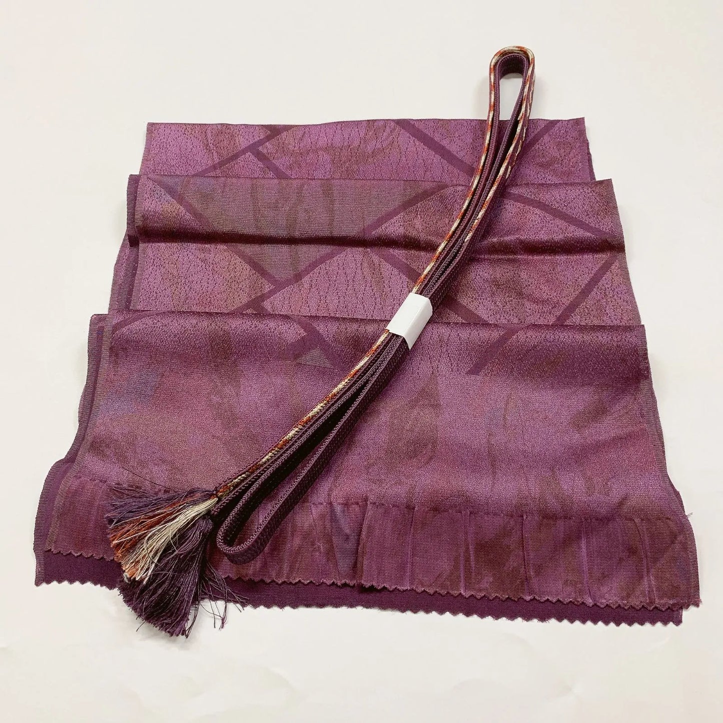 7704# Japanese Kimono Accessory Vintage Obiage and Obijime 2-piece Set Silk