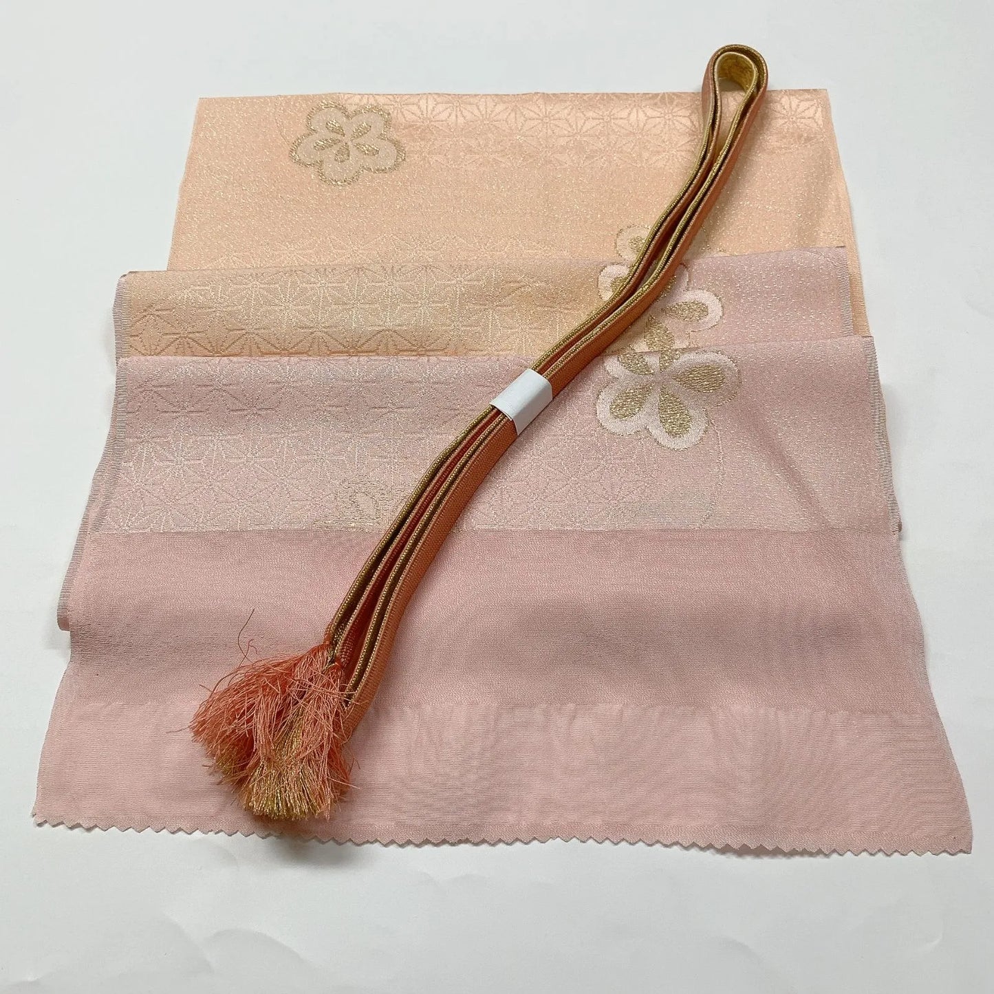 7717# Japanese Kimono Accessory Vintage Obiage and Obijime 2-piece Set Silk