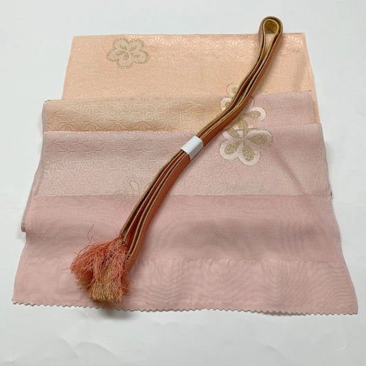 7717# Japanese Kimono Accessory Vintage Obiage and Obijime 2-piece Set Silk