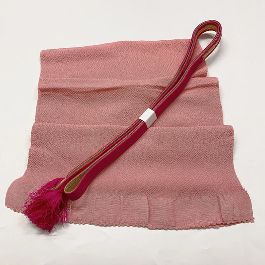 7726# Japanese Kimono Accessory Vintage Obiage and Obijime 2-piece Set Silk