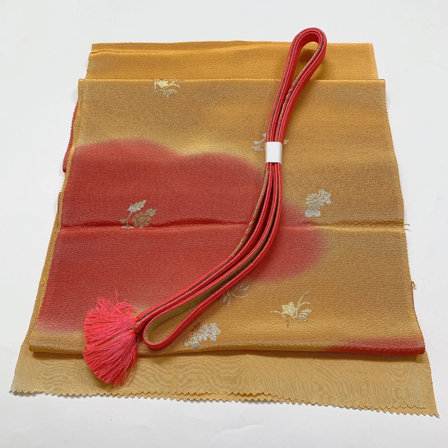 7732# Japanese Kimono Accessory Vintage Obiage and Obijime 2-piece Set Silk