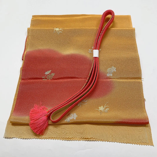 7732# Japanese Kimono Accessory Vintage Obiage and Obijime 2-piece Set Silk