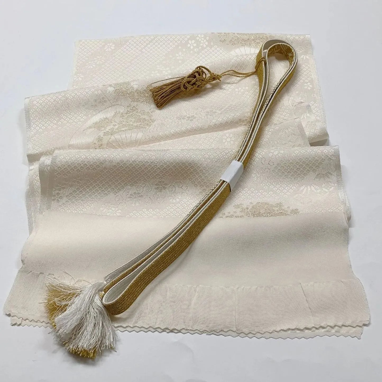 7679# Japanese Kimono Accessory Vintage Obiage and Obijime 2-piece Set Silk