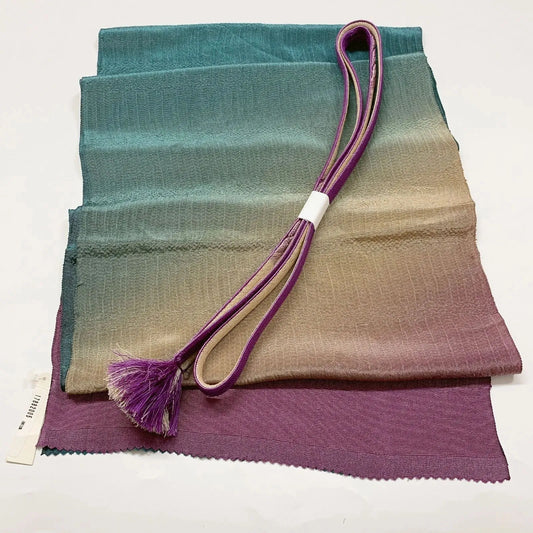 7685# Japanese Kimono Accessory Vintage Obiage and Obijime 2-piece Set Silk