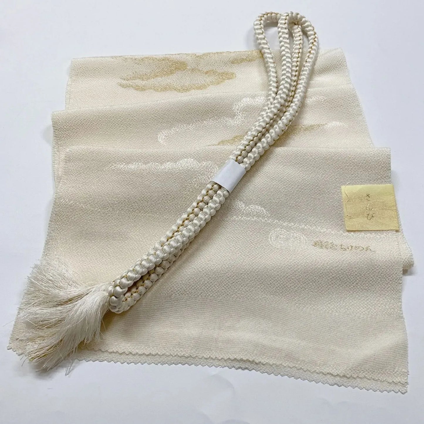 7689# Japanese Kimono Accessory Vintage Obiage and Obijime 2-piece Set Silk