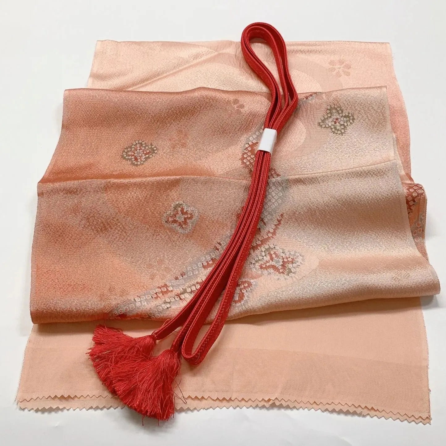 7690# Japanese Kimono Accessory Vintage Obiage and Obijime 2-piece Set Silk