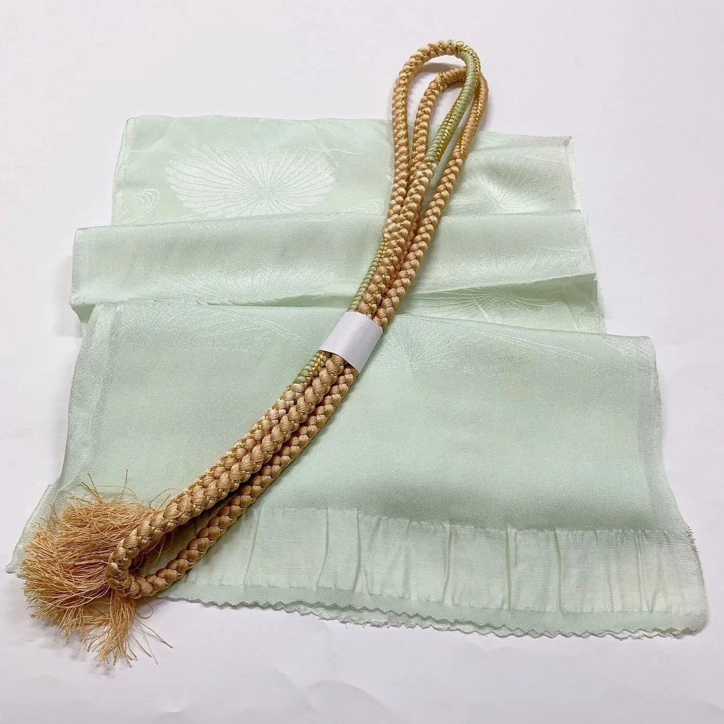 7691# Japanese Kimono Accessory Vintage Obiage and Obijime 2-piece Set Silk