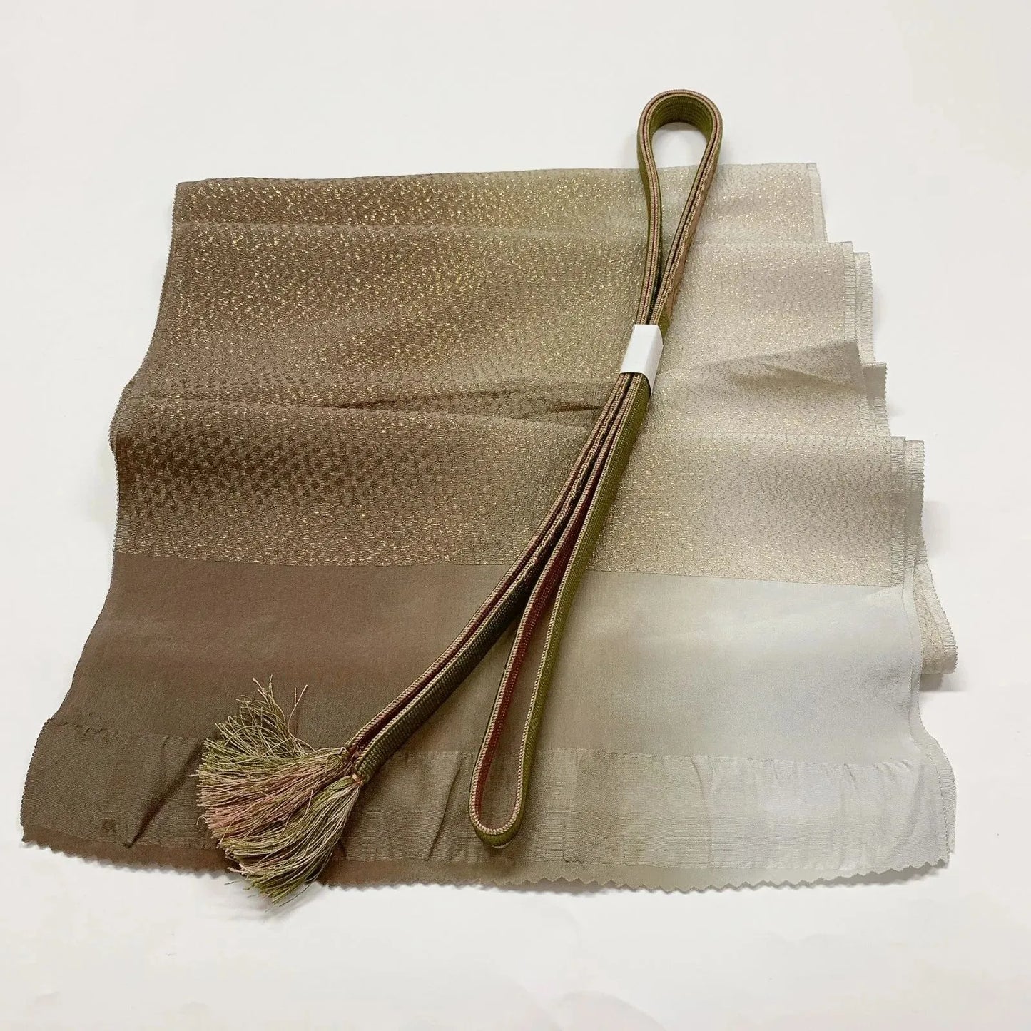 7692# Japanese Kimono Accessory Vintage Obiage and Obijime 2-piece Set Silk