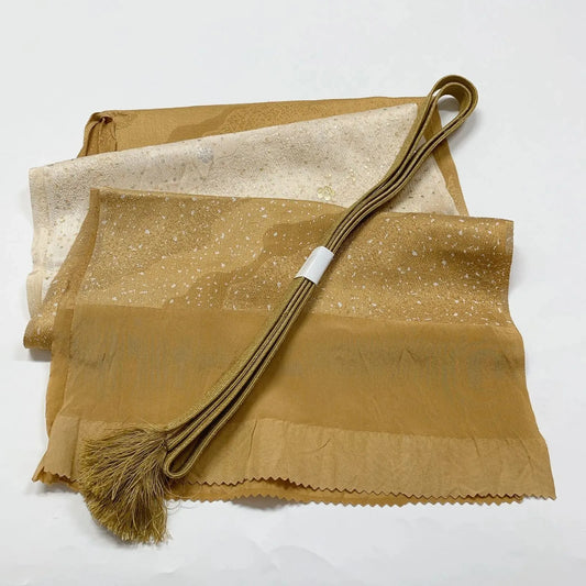 7694# Japanese Kimono Accessory Vintage Obiage and Obijime 2-piece Set Silk