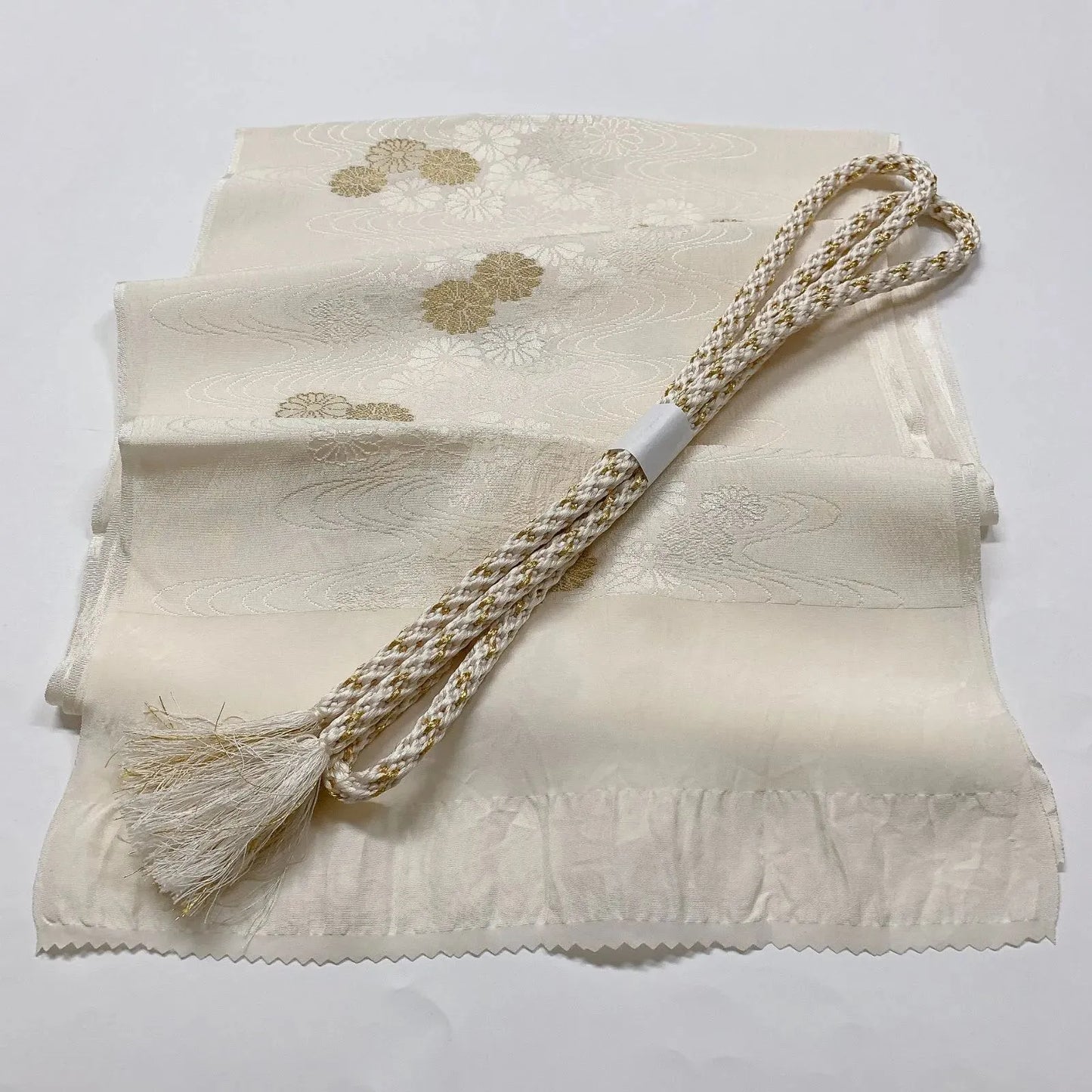 7695# Japanese Kimono Accessory Vintage Obiage and Obijime 2-piece Set Silk