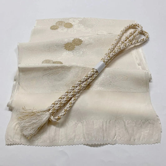 7695# Japanese Kimono Accessory Vintage Obiage and Obijime 2-piece Set Silk