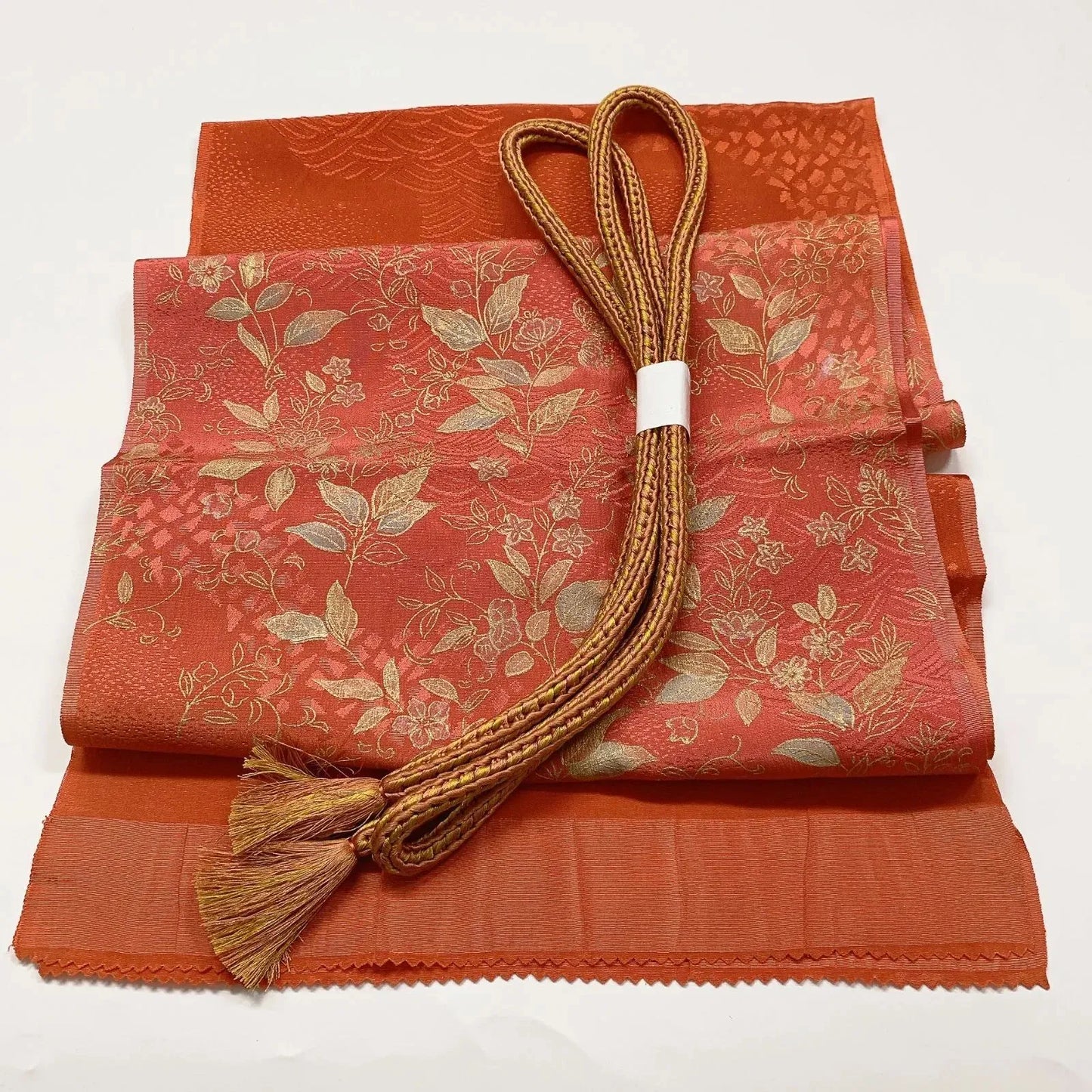 7697# Japanese Kimono Accessory Vintage Obiage and Obijime 2-piece Set Silk