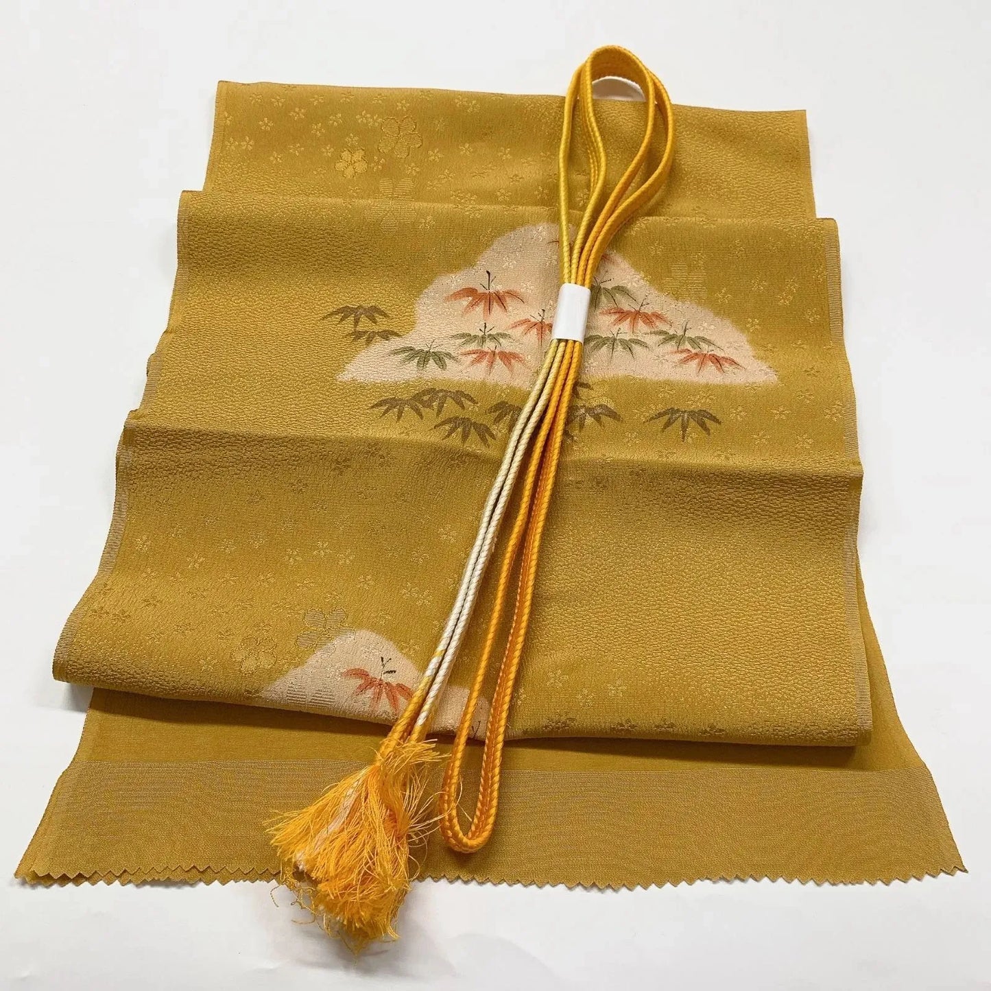 7702# Japanese Kimono Accessory Vintage Obiage and Obijime 2-piece Set Silk