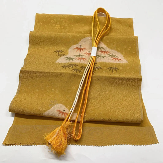 7702# Japanese Kimono Accessory Vintage Obiage and Obijime 2-piece Set Silk