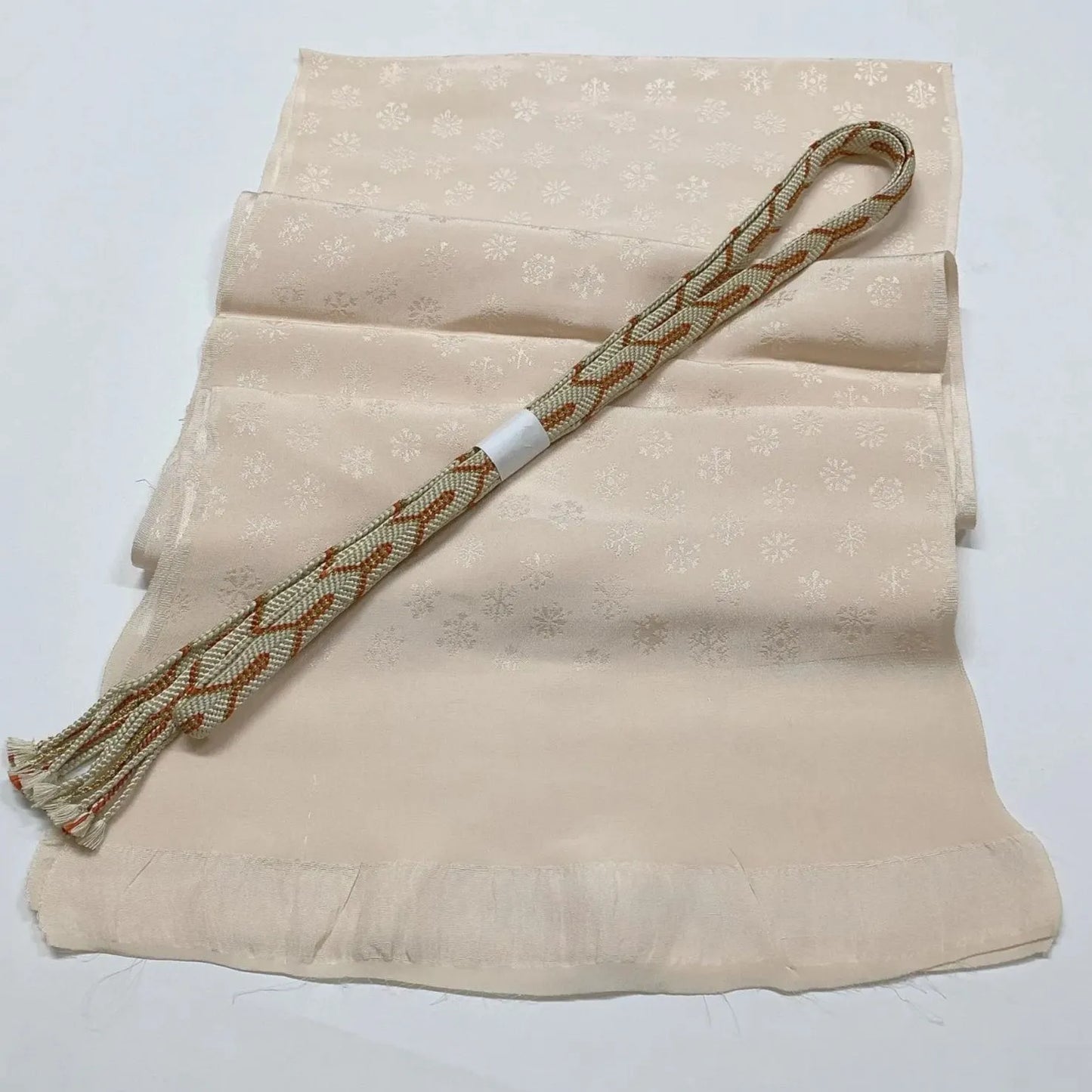 7707# Japanese Kimono Accessory Vintage Obiage and Obijime 2-piece Set Silk