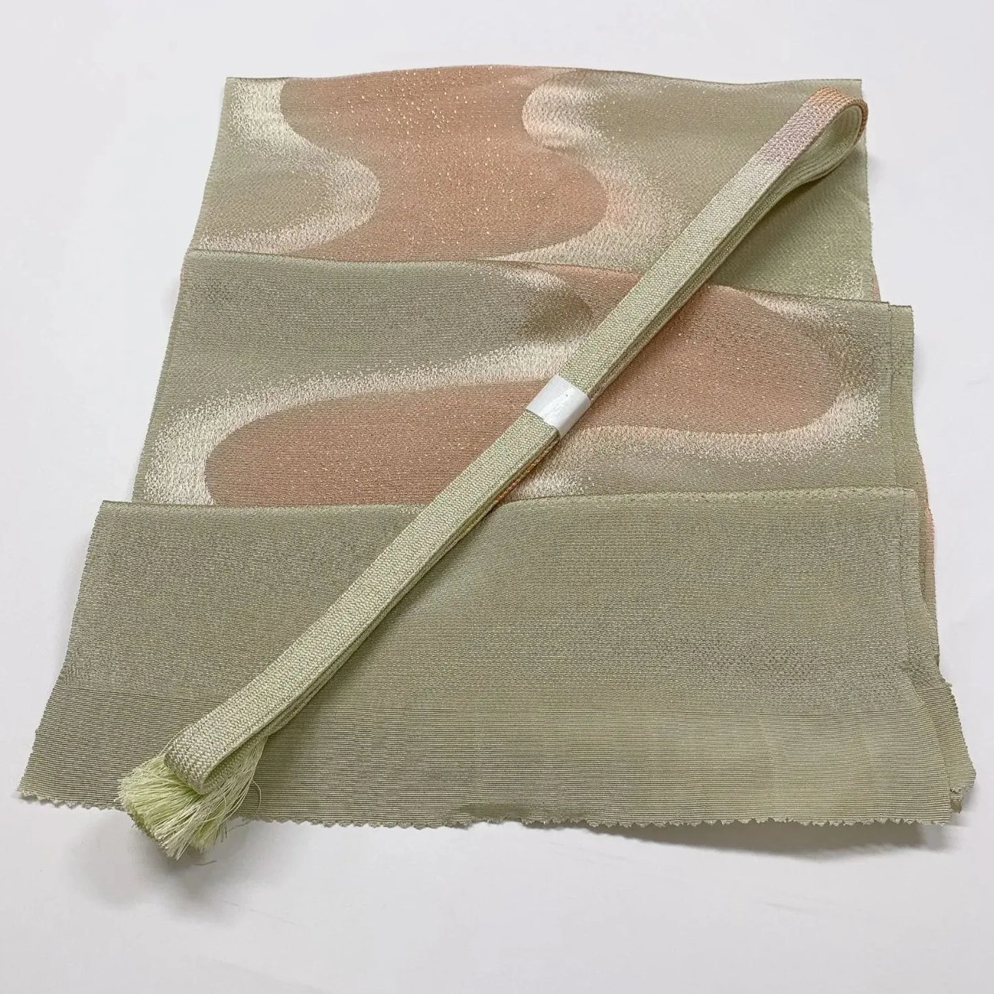 7708# Japanese Kimono Accessory Vintage Obiage and Obijime 2-piece Set Silk