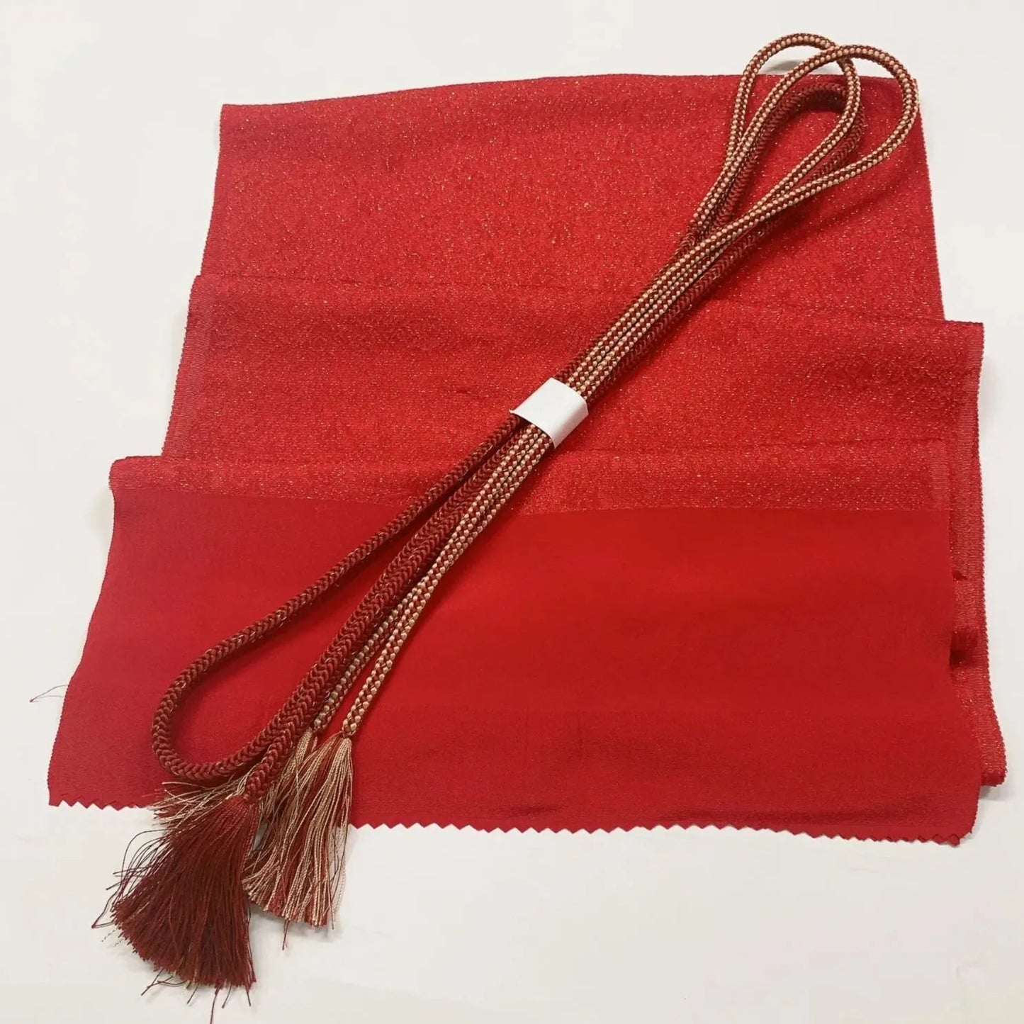 7711# Japanese Kimono Accessory Vintage Obiage and Obijime 2-piece Set Silk