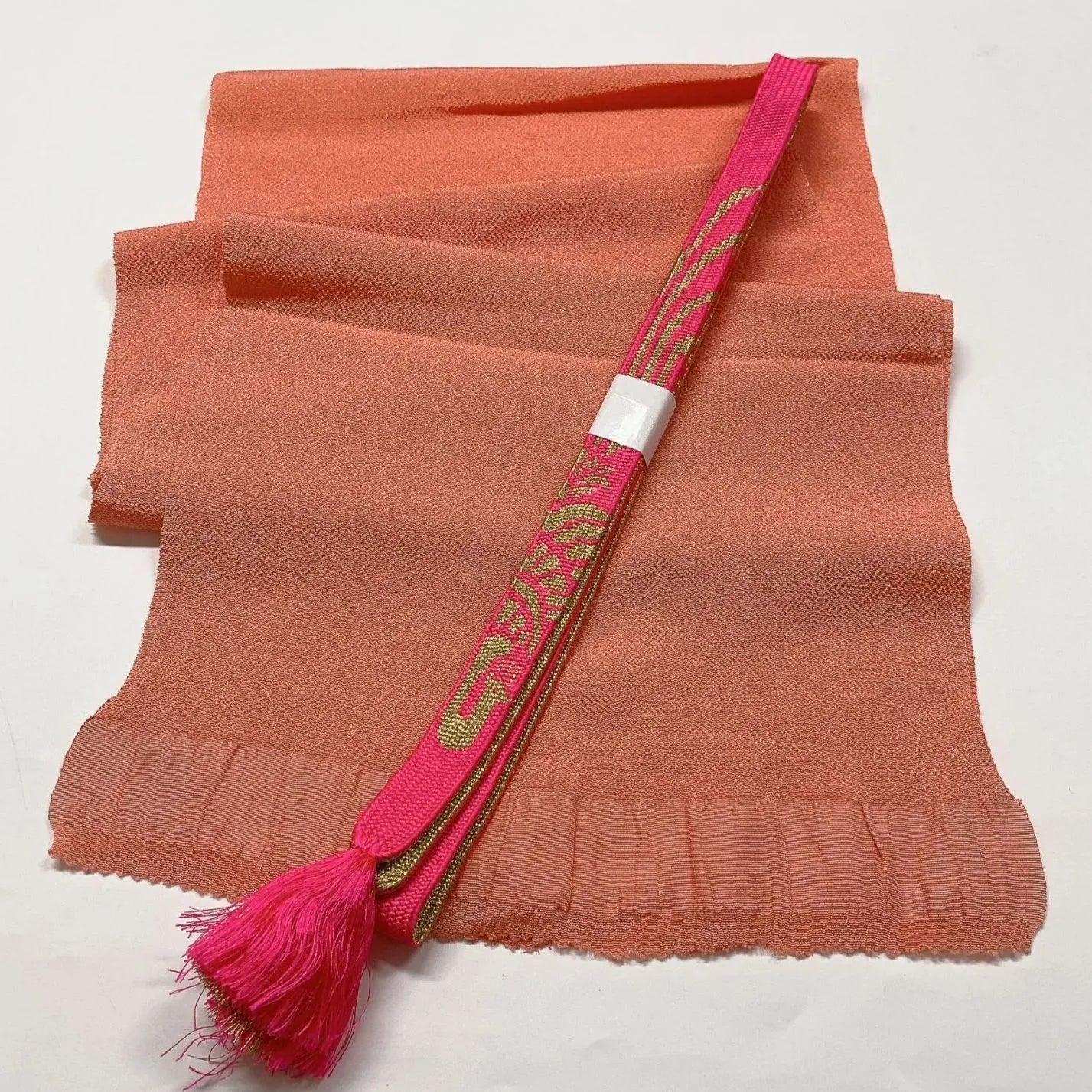7715# Japanese Kimono Accessory Vintage Obiage and Obijime 2-piece Set Silk