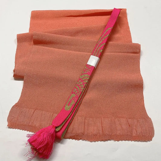 7715# Japanese Kimono Accessory Vintage Obiage and Obijime 2-piece Set Silk