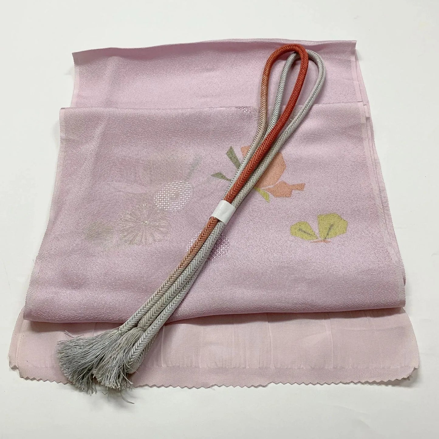 7716# Japanese Kimono Accessory Vintage Obiage and Obijime 2-piece Set Silk