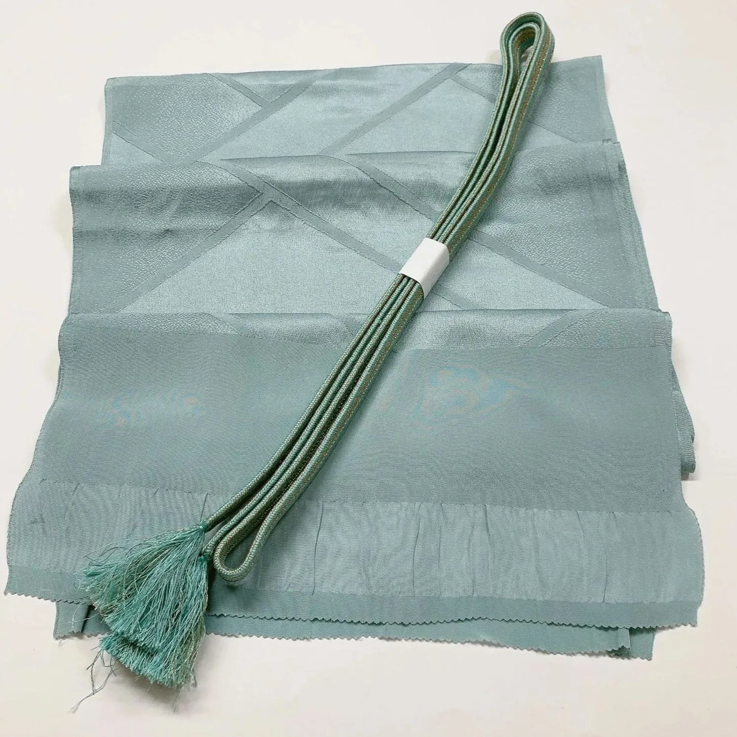 7718# Japanese Kimono Accessory Vintage Obiage and Obijime 2-piece Set Silk